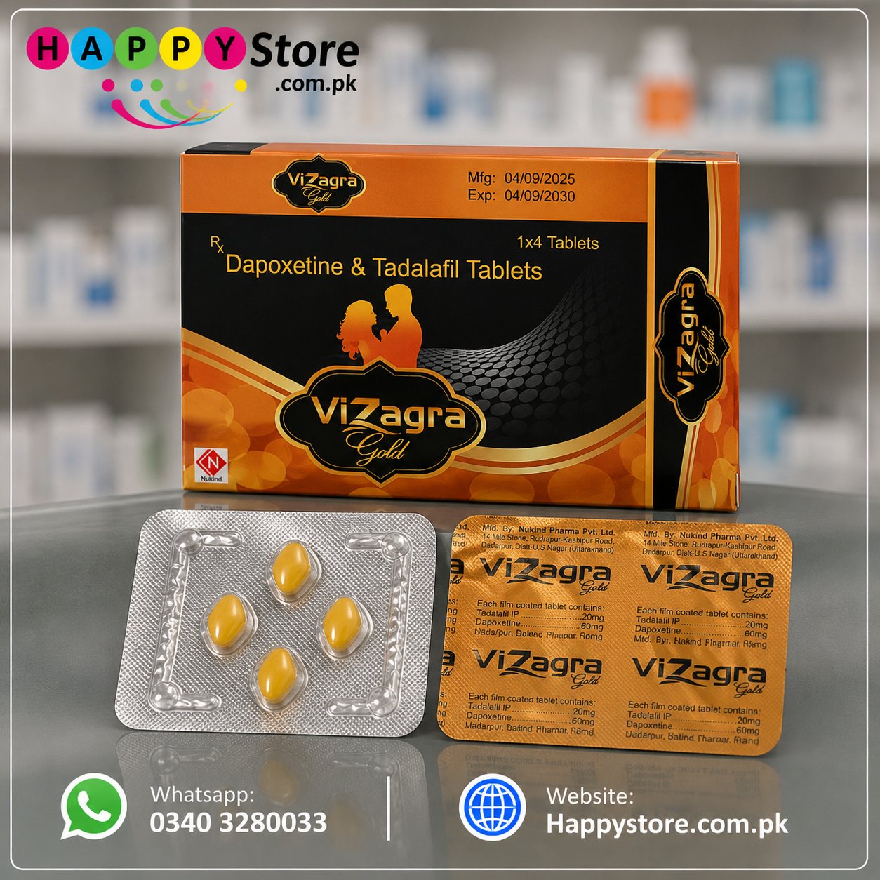 Vizagra Gold Dapoxetine 60mg and Tadalafil 20mg In Pakistan