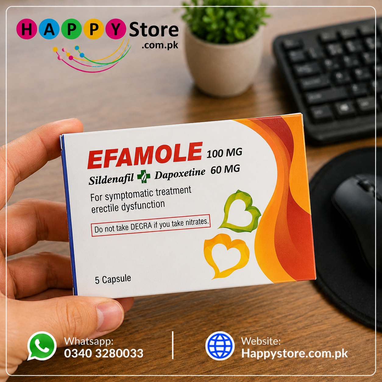 Efamole 100mg  Sildenafil + Dapoxetine 60mg Tablets In Pakistan