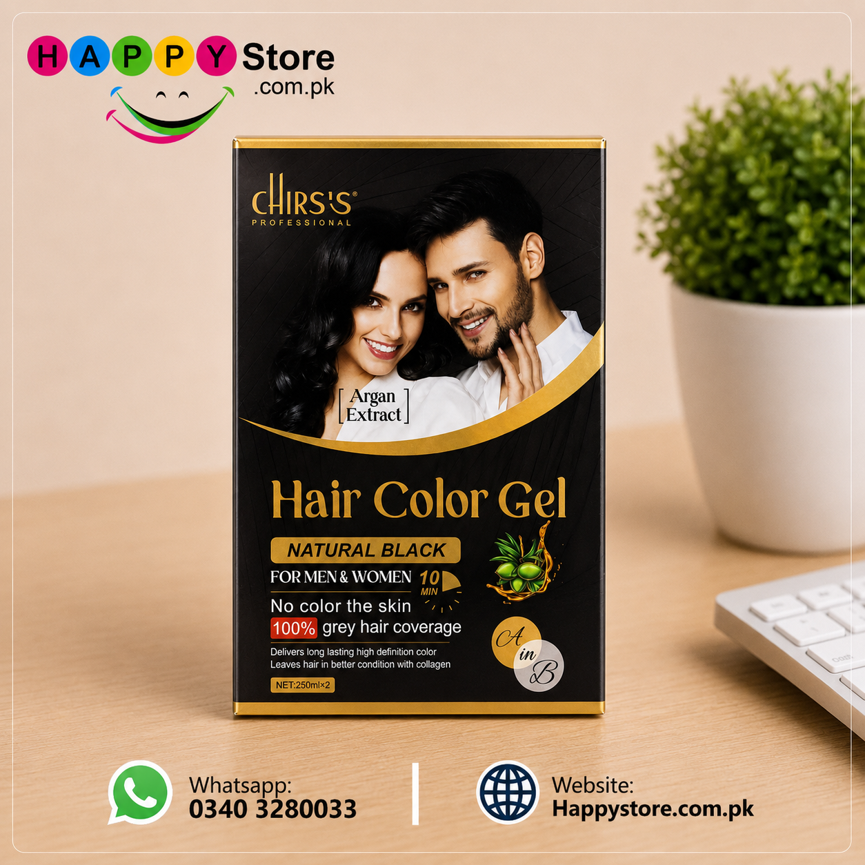 Chirs's Professional Hair Color Gel Natural Black 250ml x 2 In Pakistan