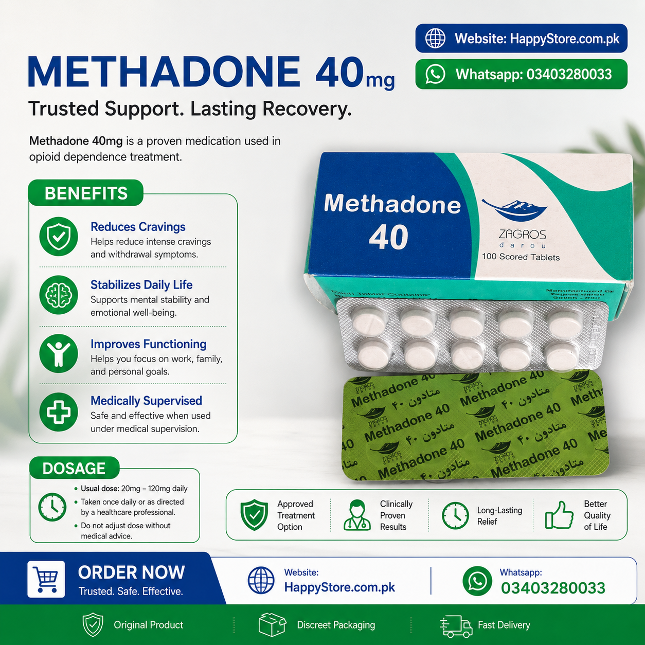 Zagros Darou Methadone 40mg Tablet In Pakistan