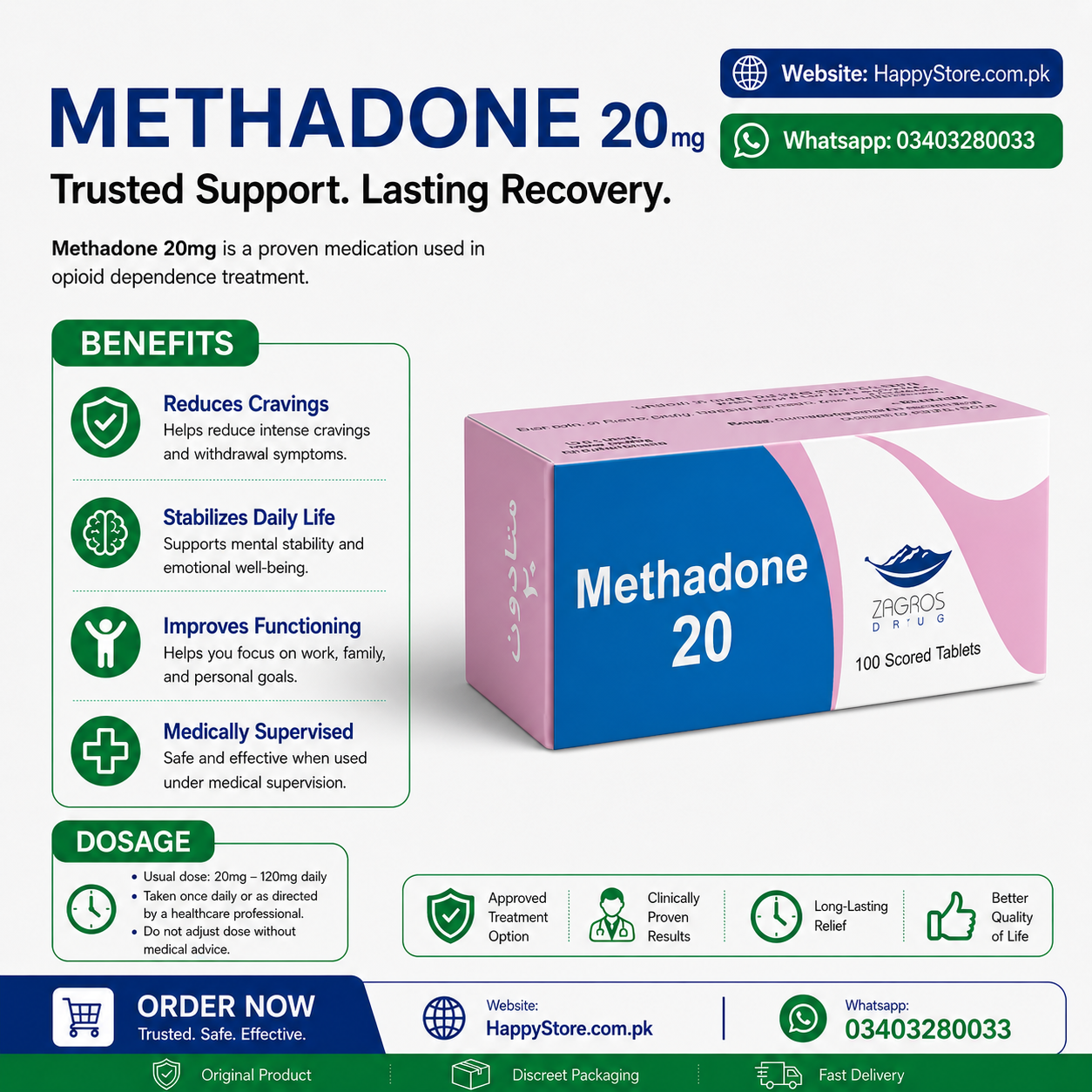 Zagros Darou Methadone 20mg Tablet In Pakistan
